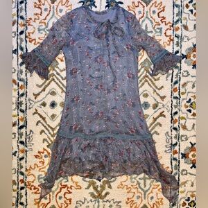 Floral Lace Mushroom Dress in Blue and Red size small